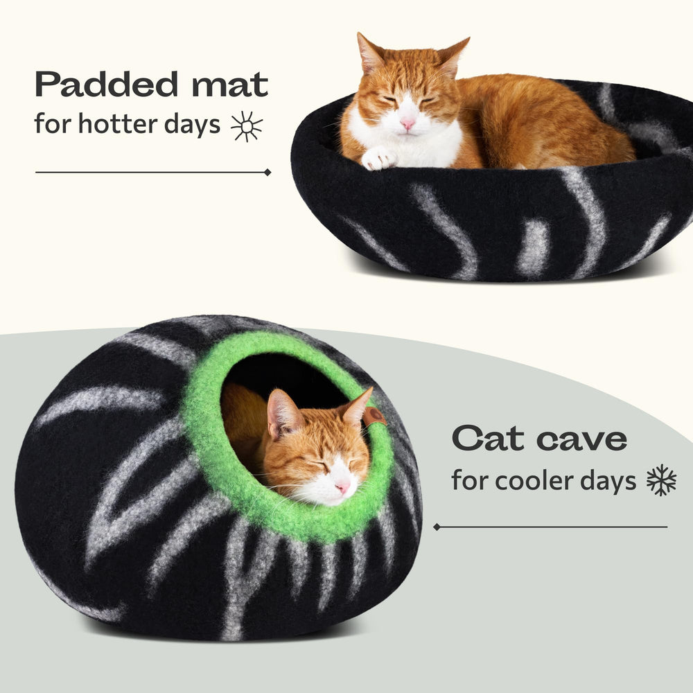MEOWFIA Cat Cave living room style blends with decor while keeping soft wool surface.