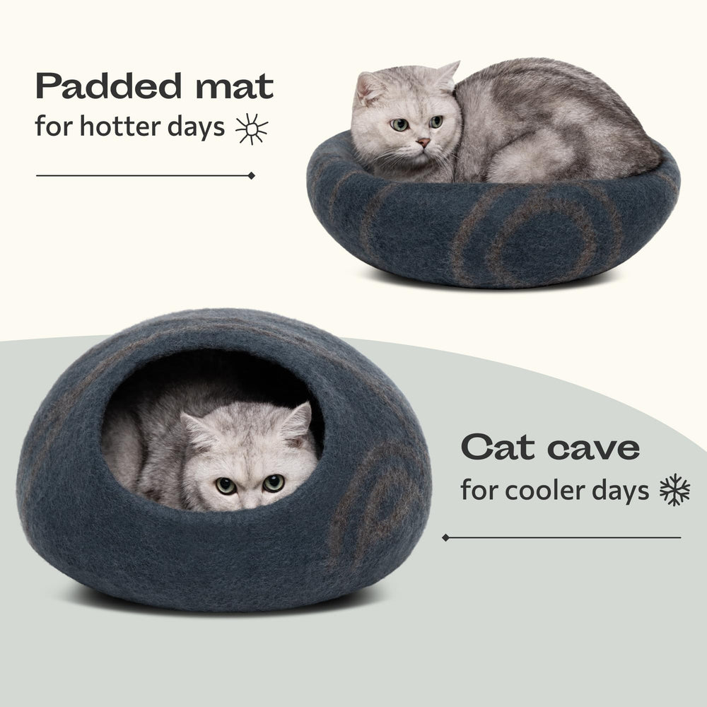 MEOWFIA Cat Cave top view with minimalist slate grey design