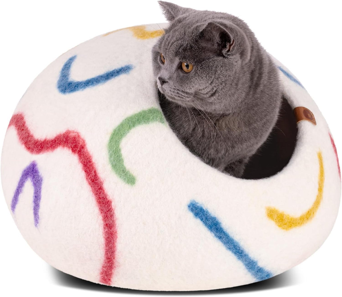 MEOWFIA Cat Cave merino wool closeup highlights soft plush texture for cozy naps.
