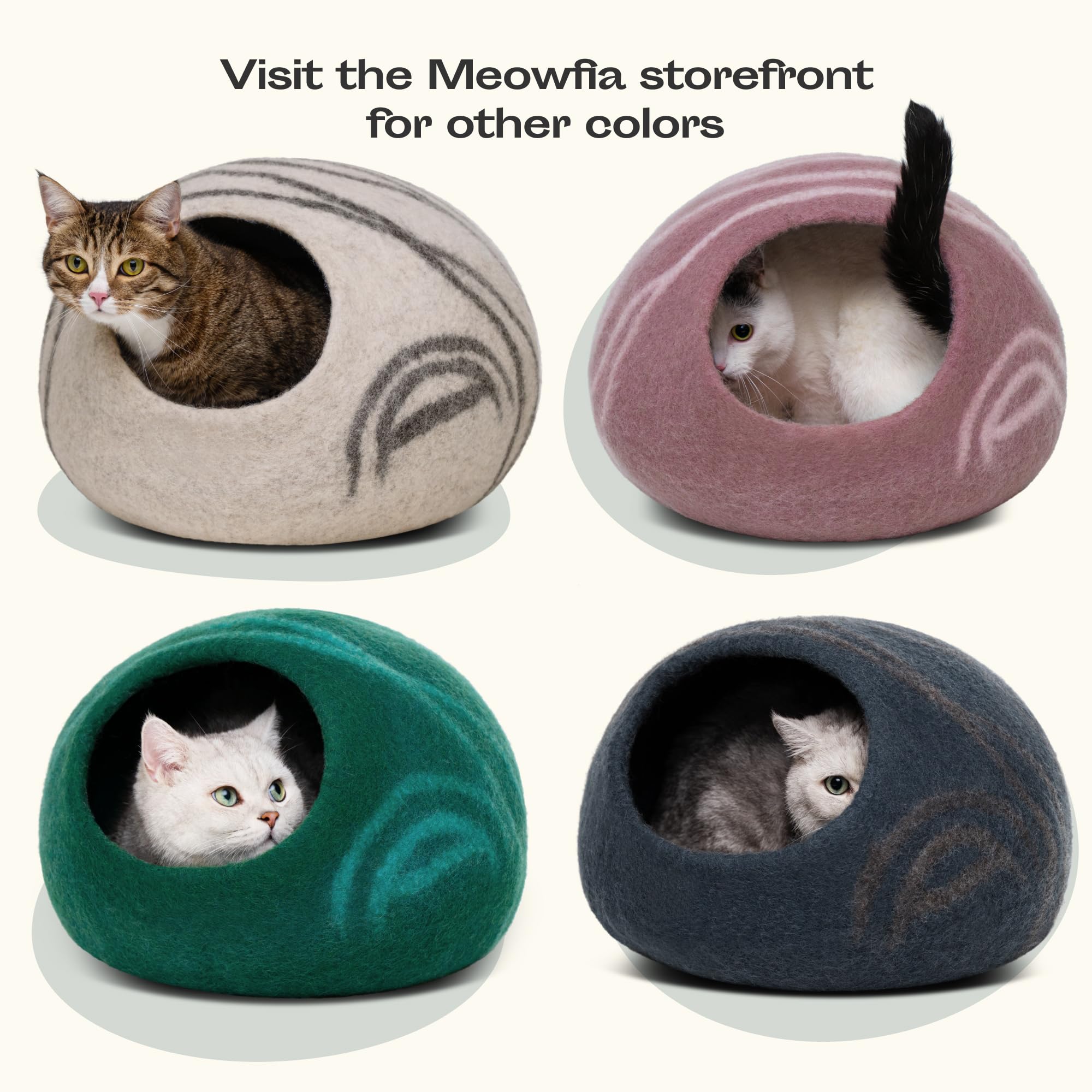 Meowfia Cat Cave merino-wool material highlights natural softness for comfort.