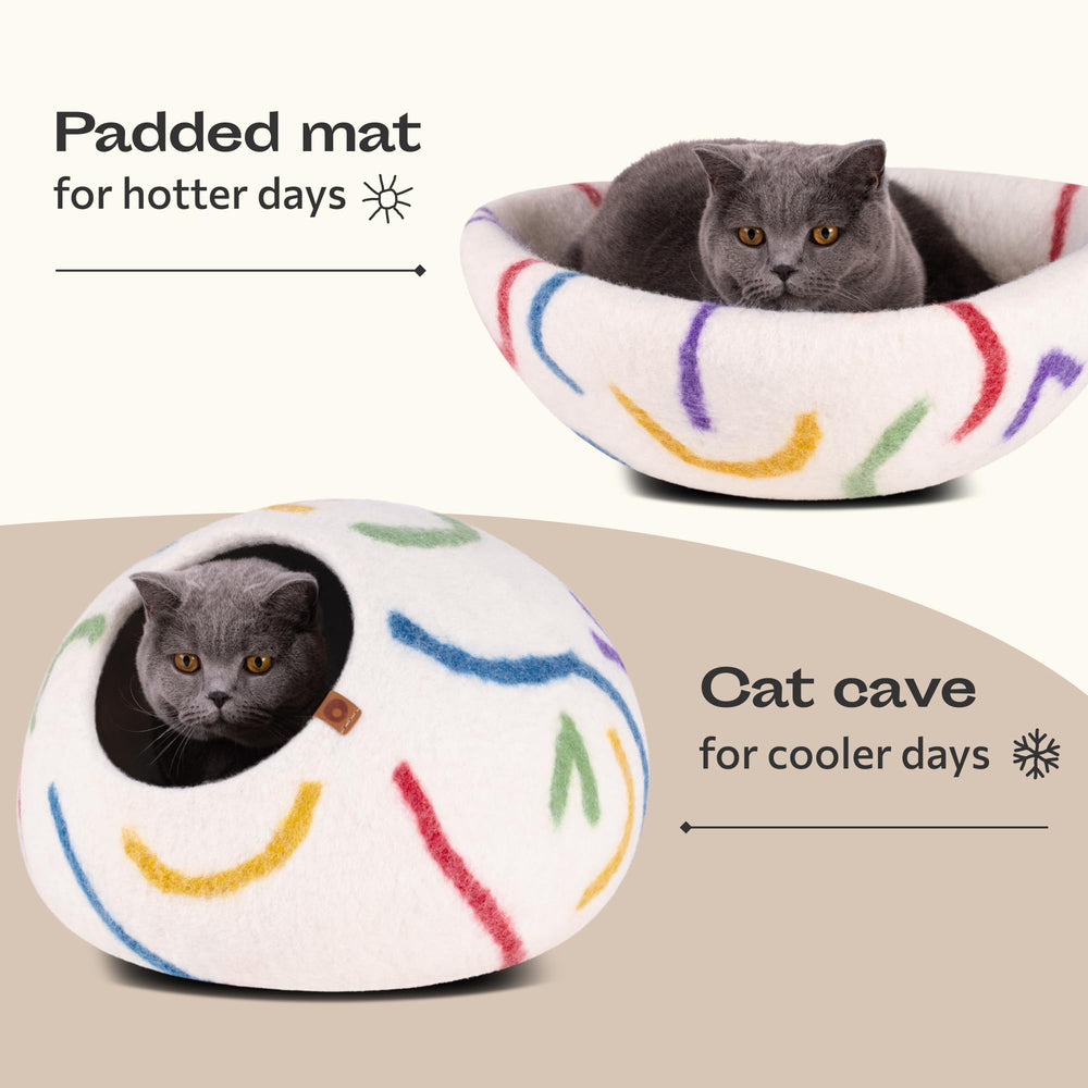MEOWFIA Cat Cave stitching detail demonstrates handmade durability.