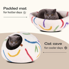 MEOWFIA Cat Cave stitching detail demonstrates handmade durability.