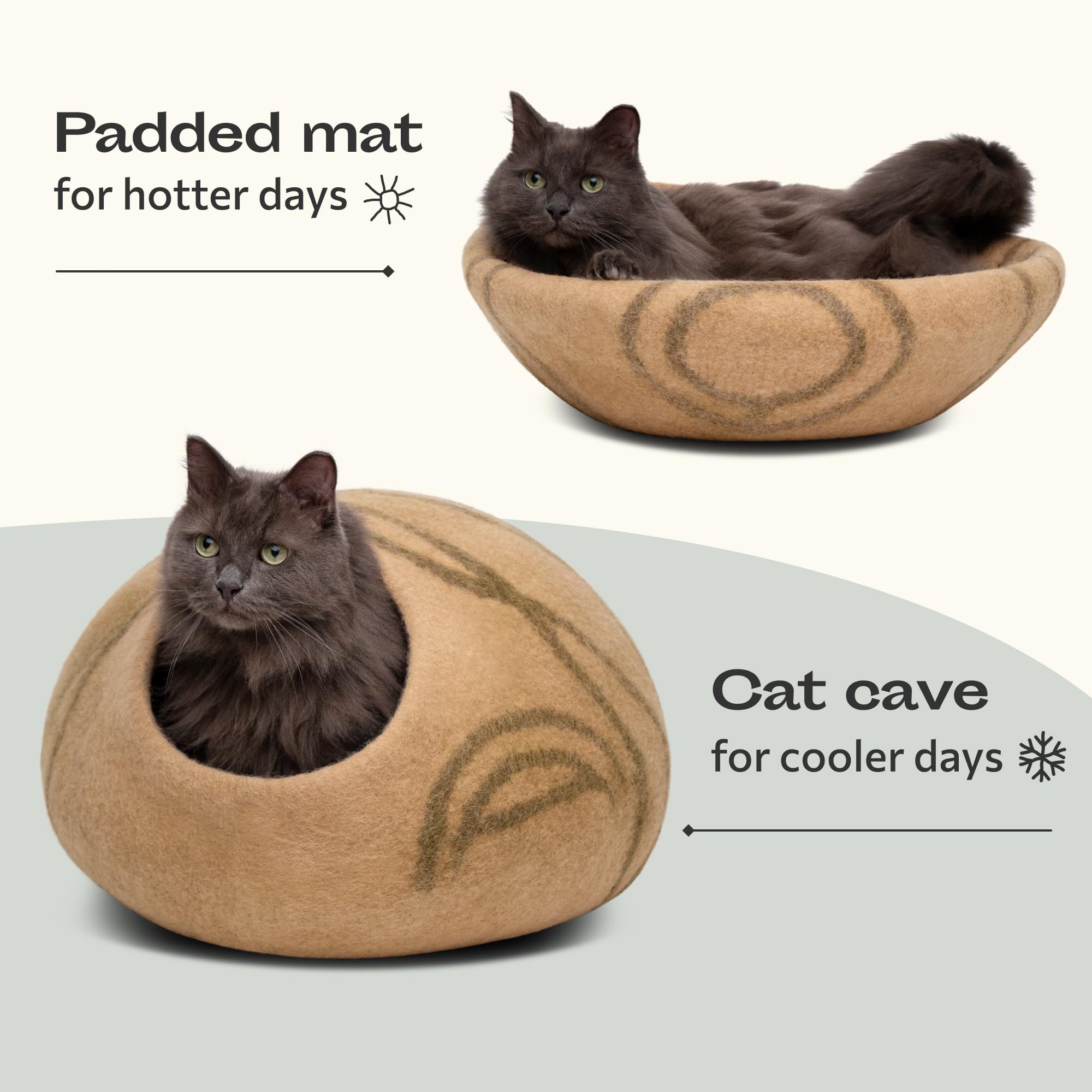 MEOWFIA Cat Cave top bed view shows dual use for naps and play