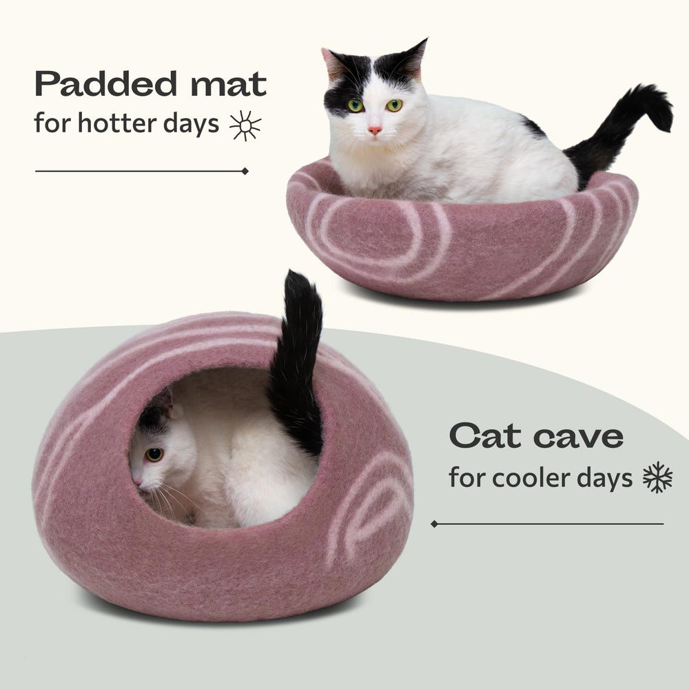 Meowfia Cat Cave top view showing dual-use bed and play surface.