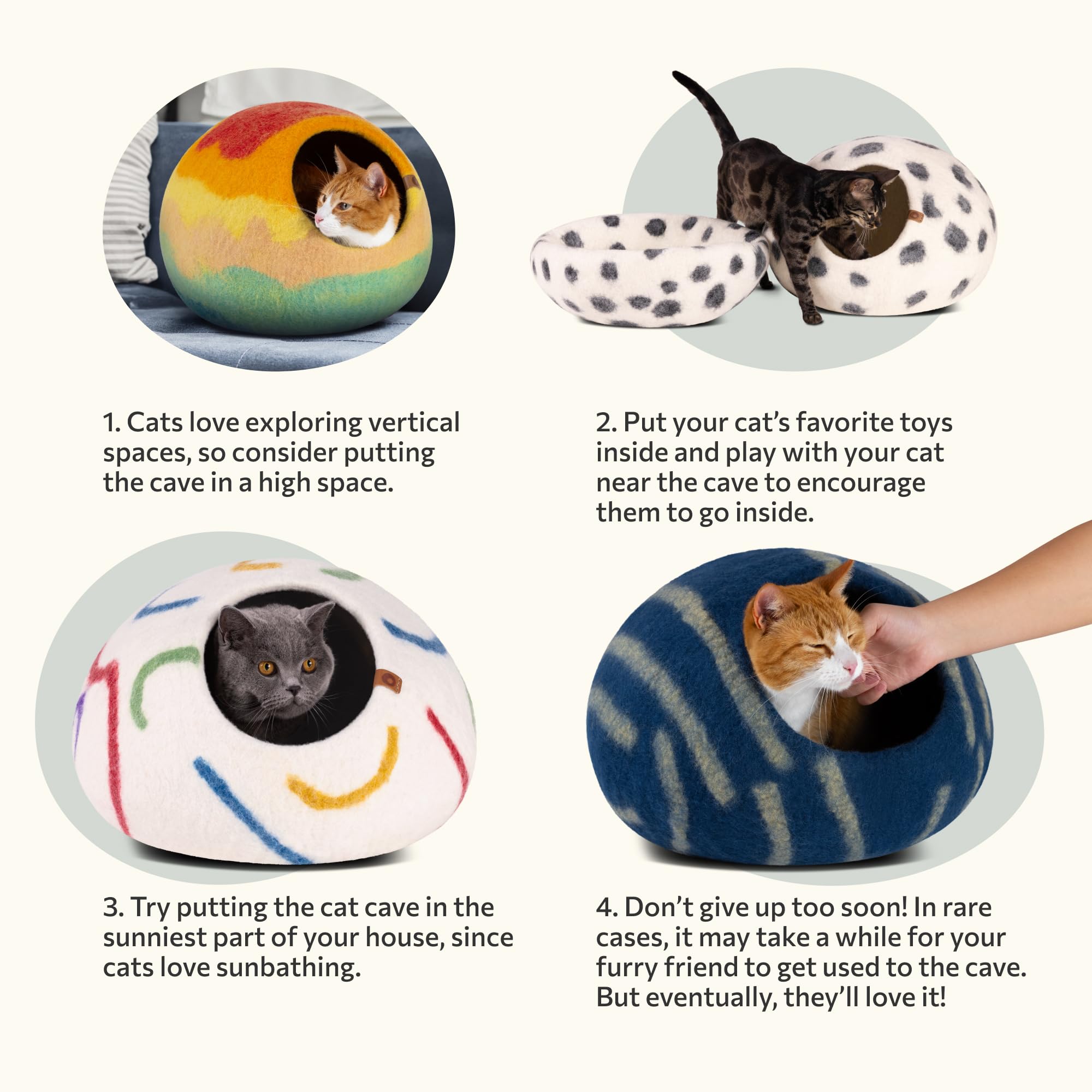 MEOWFIA Cat Cave Tucson Sunset durability and portable, lightweight wool bed