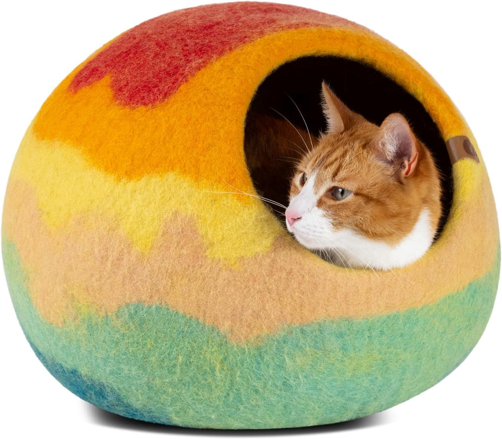 MEOWFIA Cat Cave Tucson Sunset front view with soft merino wool and privacy