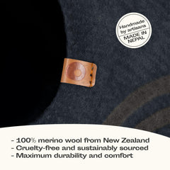 MEOWFIA Premium felt cat bed cave top view indicates dual-use surface