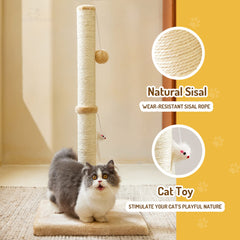 MeowHomm 32-inch tall sisal pillar in yellow ready for stretching and scratching.