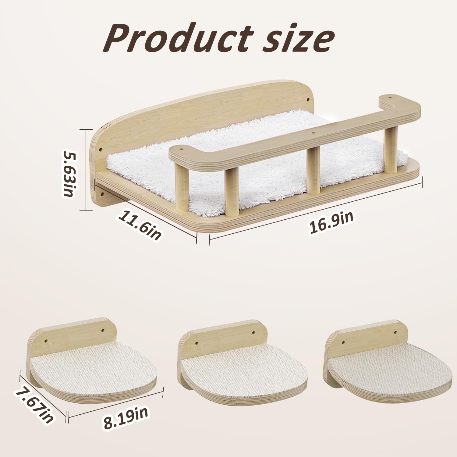 MeowHomm cat wall shelves 3-steps enables kittens to climb gradually and rest safely