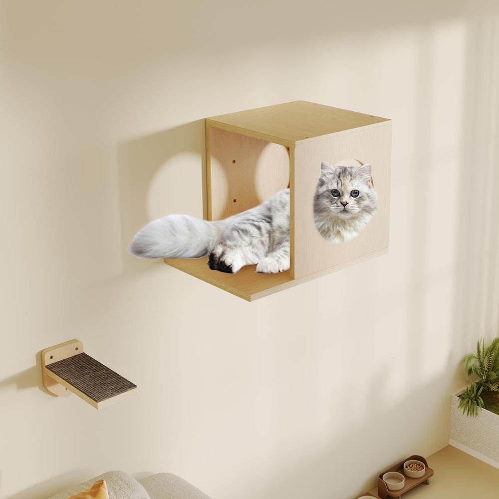 MeowHomm cat wall shelves board material close-up shows durable multi-layer construction.