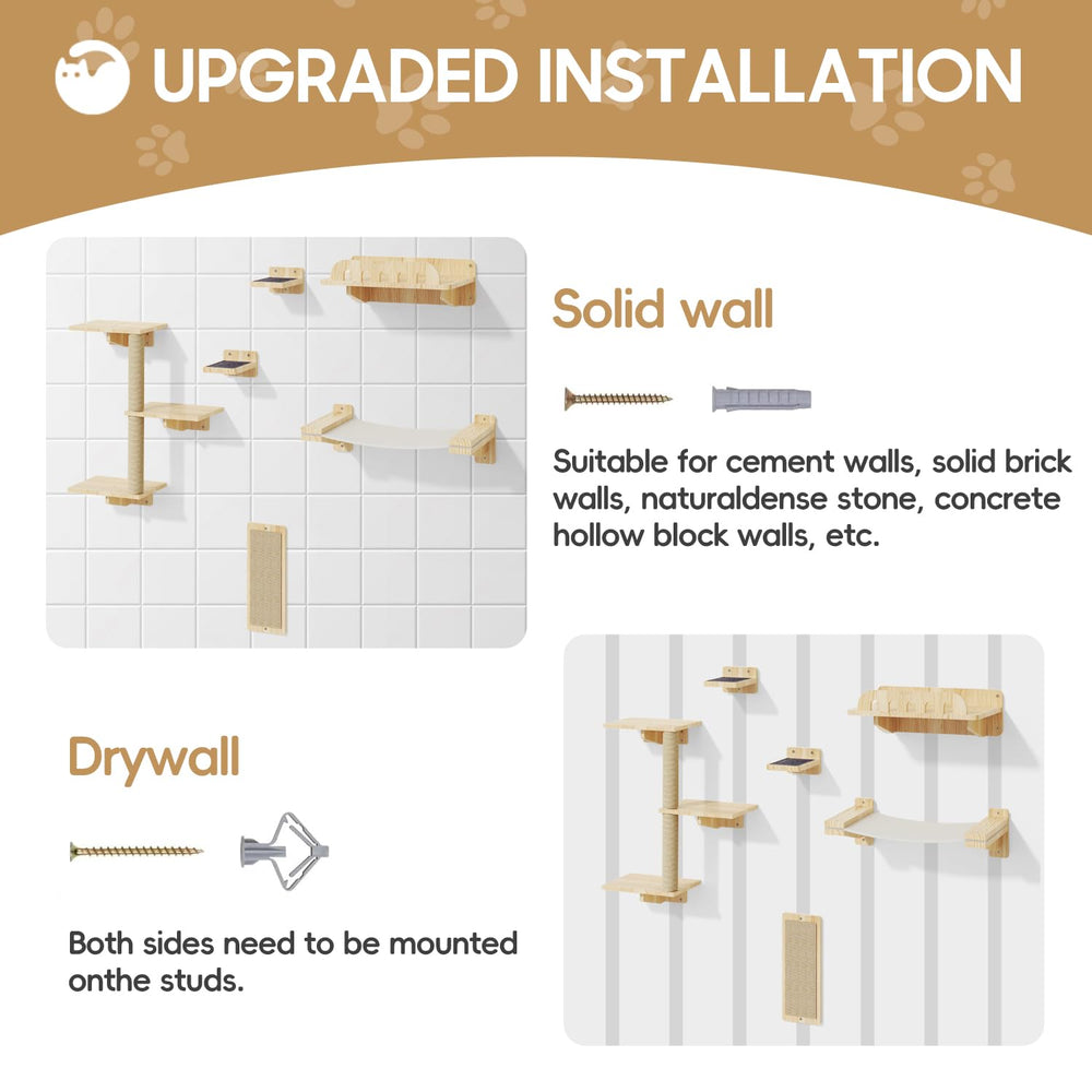 MeowHomm cat wall shelves easy-install hardware ensures secure mounting and sturdy support