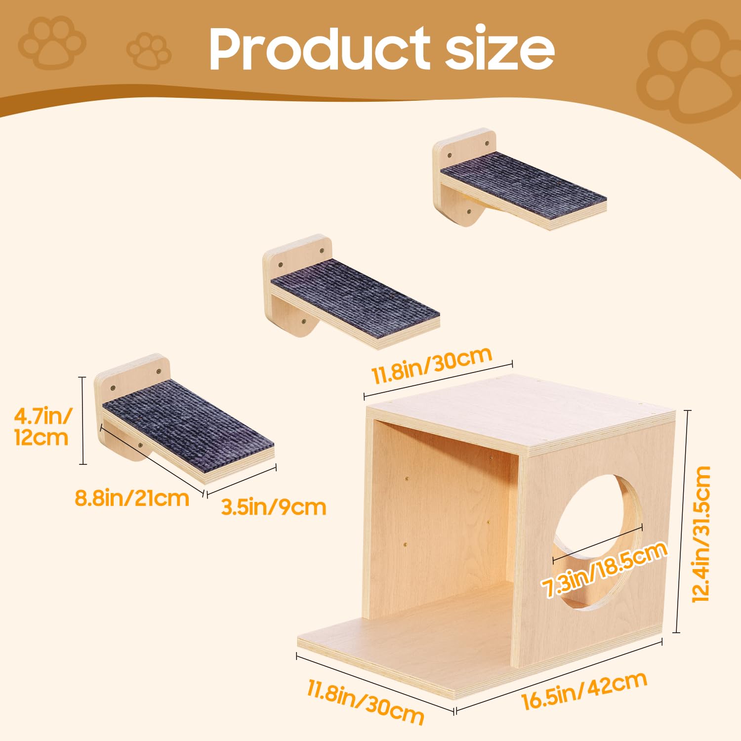 MeowHomm cat wall shelves installation guide demonstrates quick mounting steps.