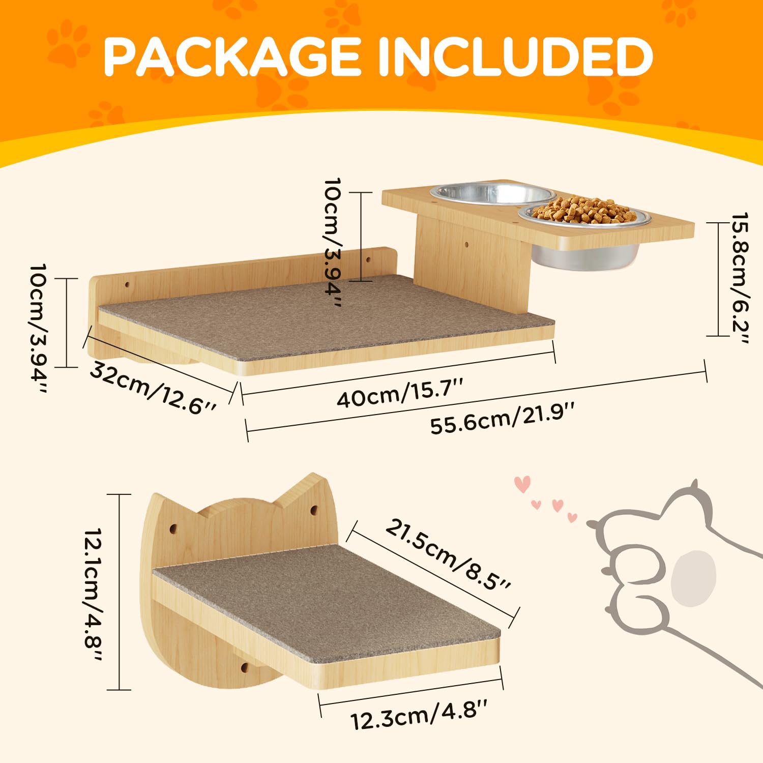 MeowHomm shelves with rounded edges for safe, comfortable lounging.