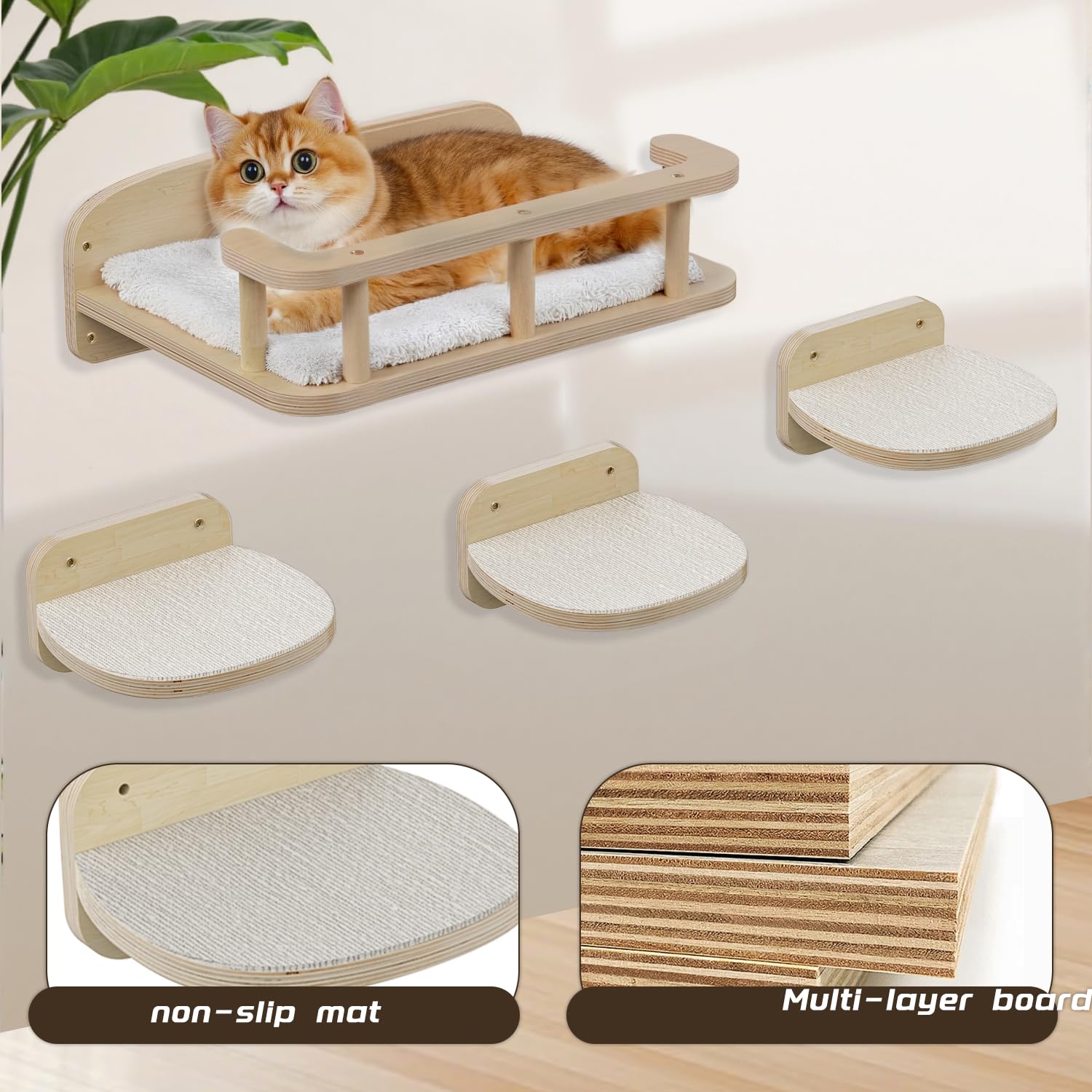 MeowHomm cat wall shelves rounded edges protect paws while providing safe perches
