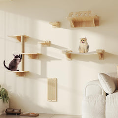 MeowHomm cat wall shelves set6 assembly shows versatile modular levels for climbing and enrichment