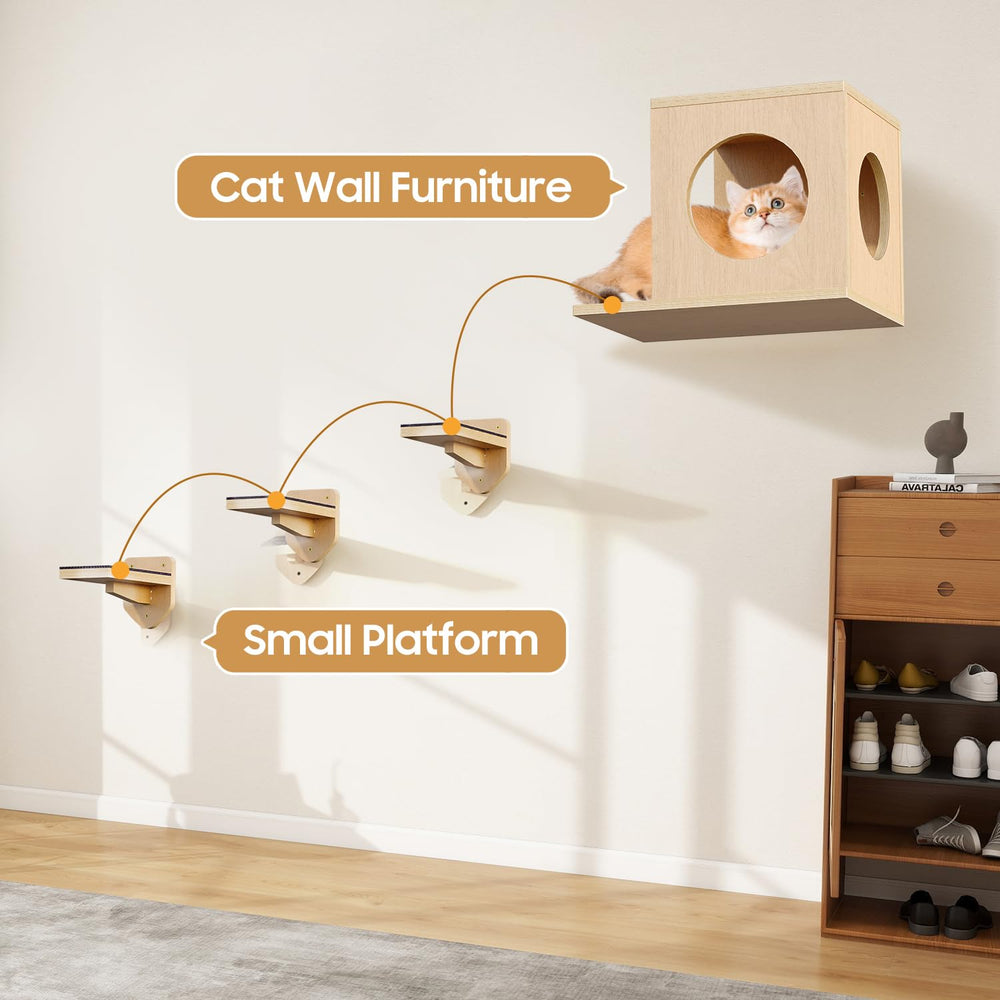MeowHomm cat wall shelves steps enable easy access to height ready lounging spots.