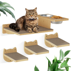 MeowHomm cat wall shelves platform with three steps provides climbing and resting space.