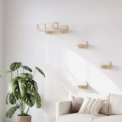 MeowHomm cat wall shelves wood frame highlights sturdy multi-level design for climbing and lounging