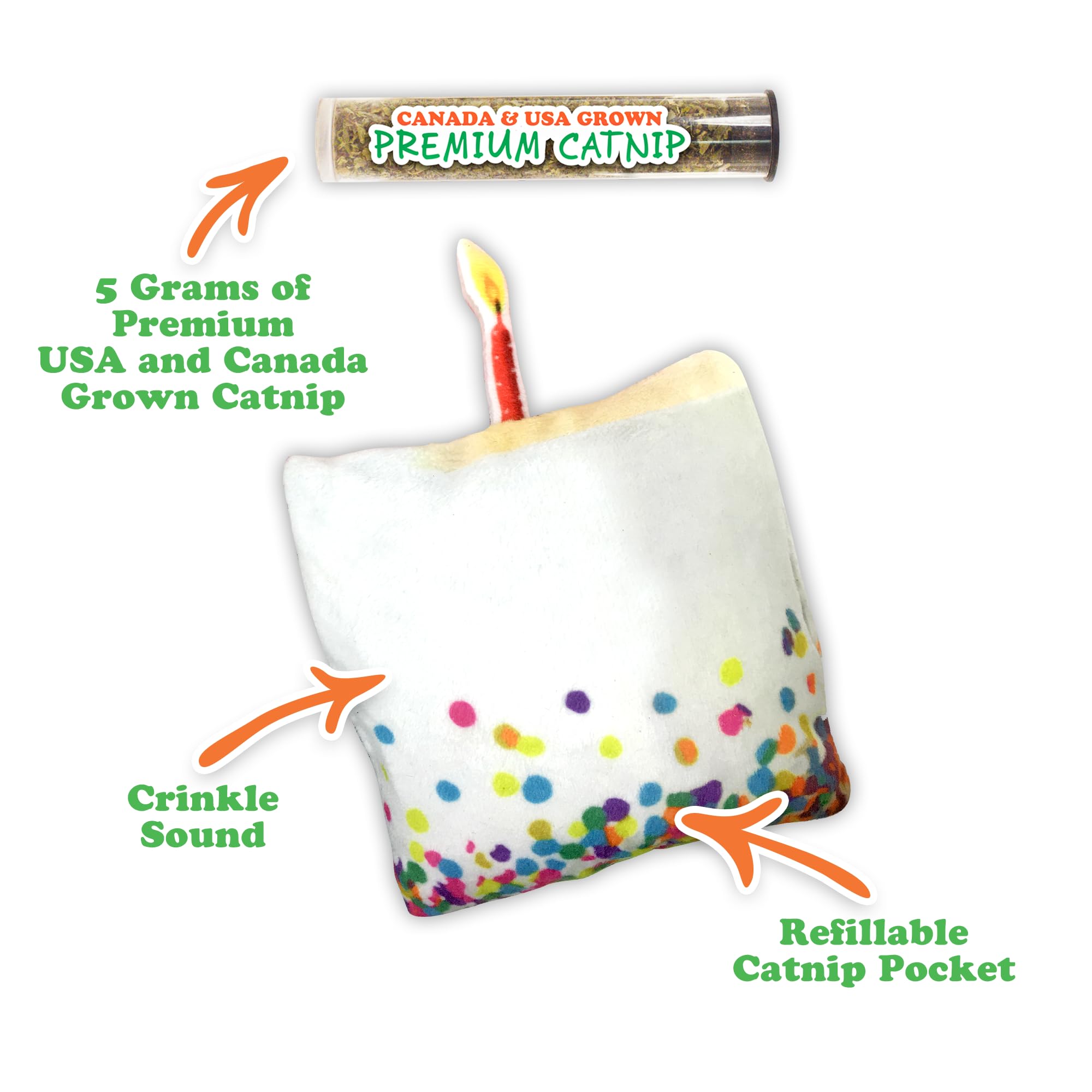 Meowijuana refillable catnip toy pocket reveals hidden pouch for fresh refills.