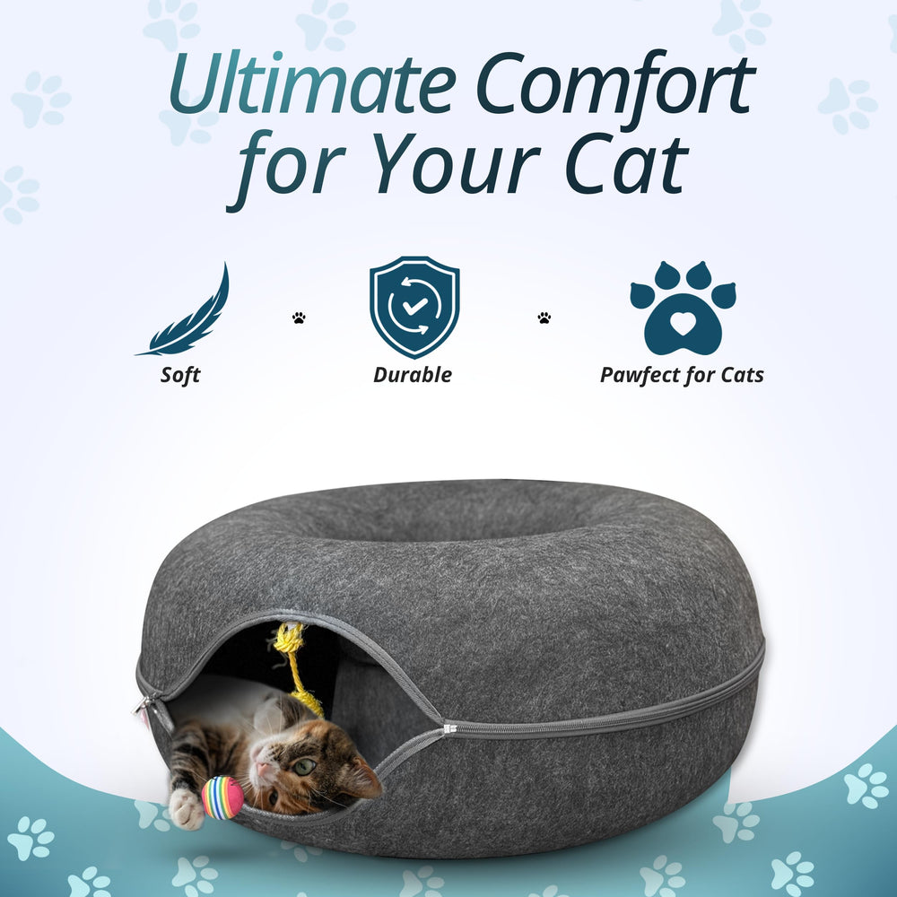 Meow Mates cushioned interior provides soft, secure space for lounging and hiding.