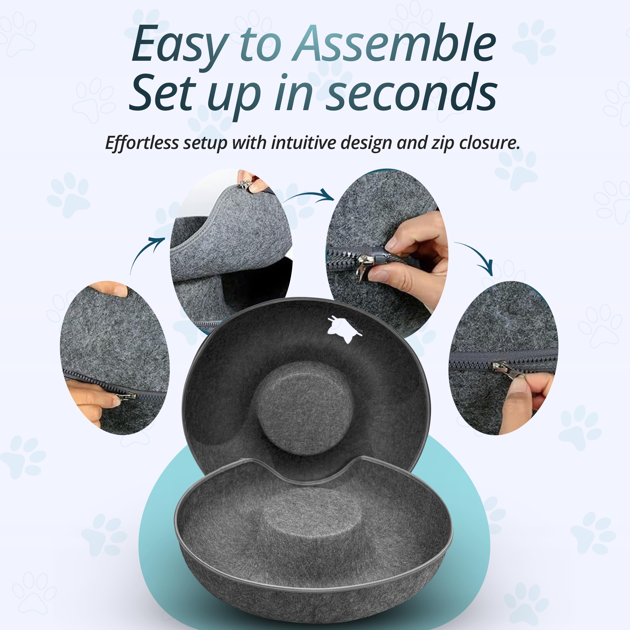 Meow Mates easy-clean zippered design for quick cushion removal.