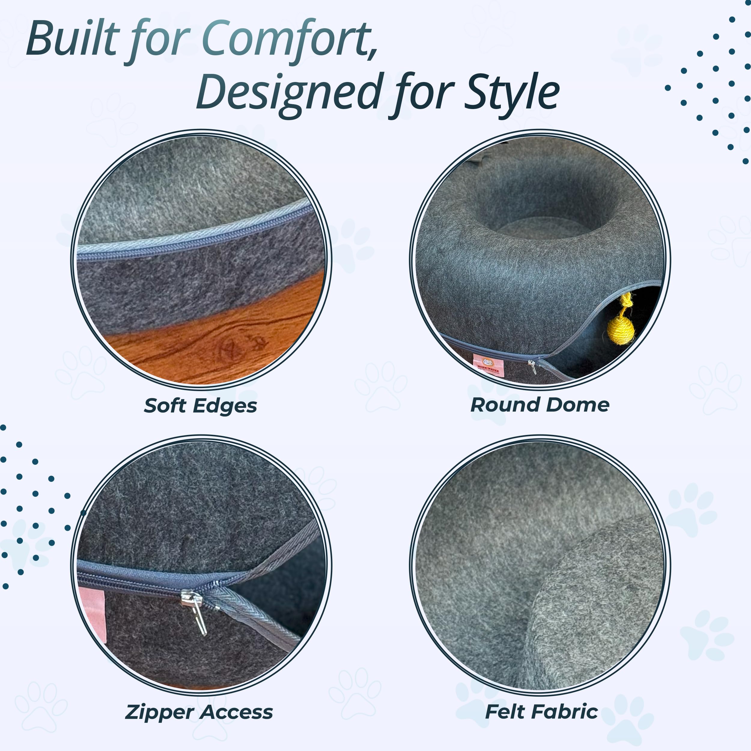 Meow Mates large-cat tunnel supports indoor cats up to 30 pounds.