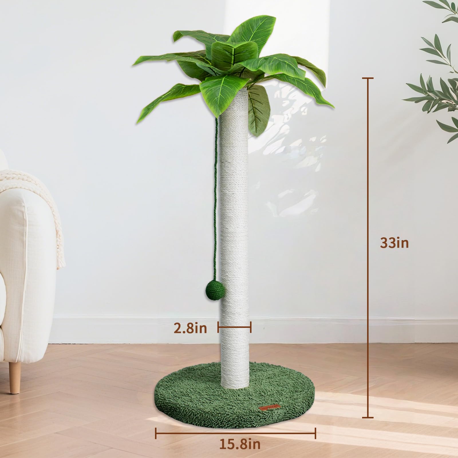 Meowoou non-slip base keeps the 33-inch tower steady during play.