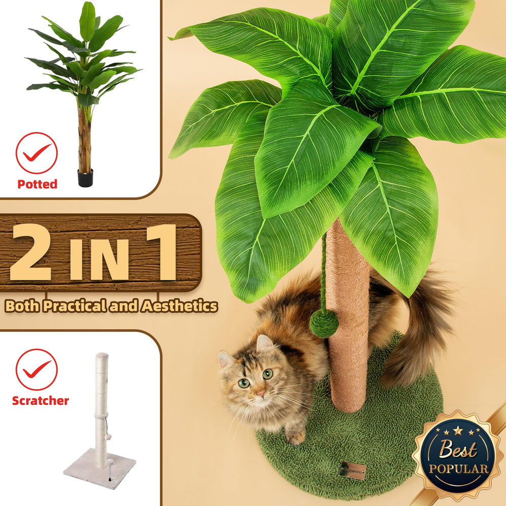 Meowoou 33-inch cat tree showcasing multi-level design for climbing and scratching.