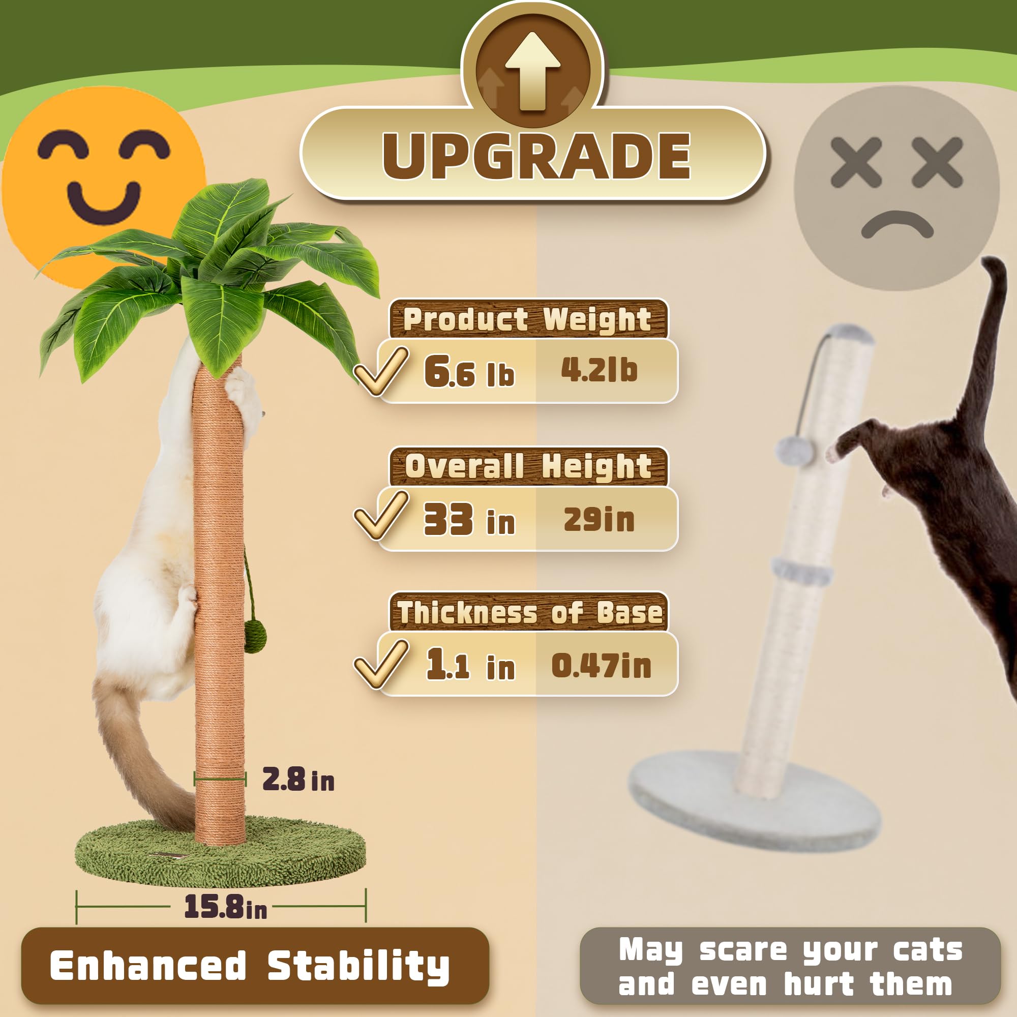 Meowoou scratching post with sisal posts highlighting durable claw surfaces.