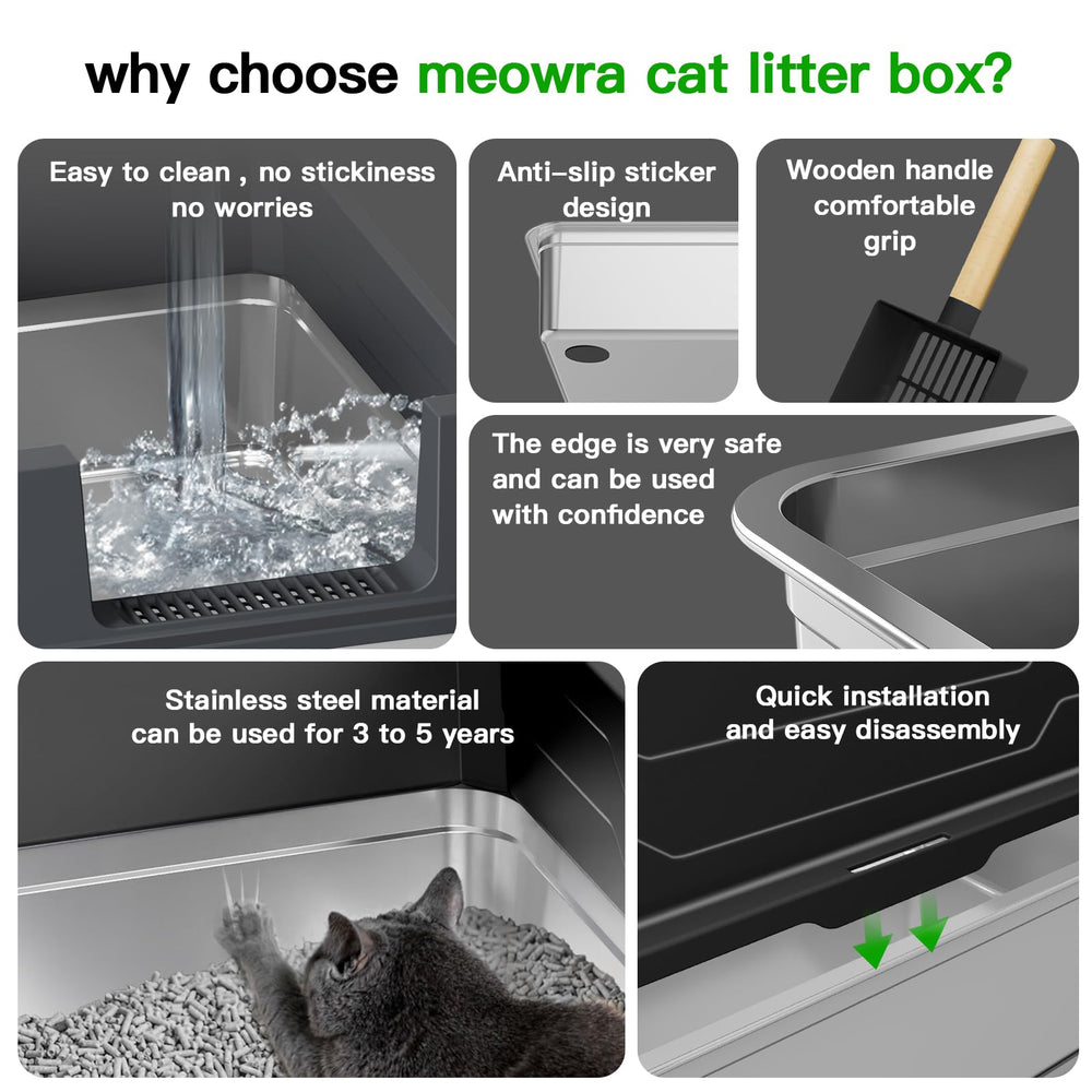Meowra XXXL durable stainless steel construction for long-term use.