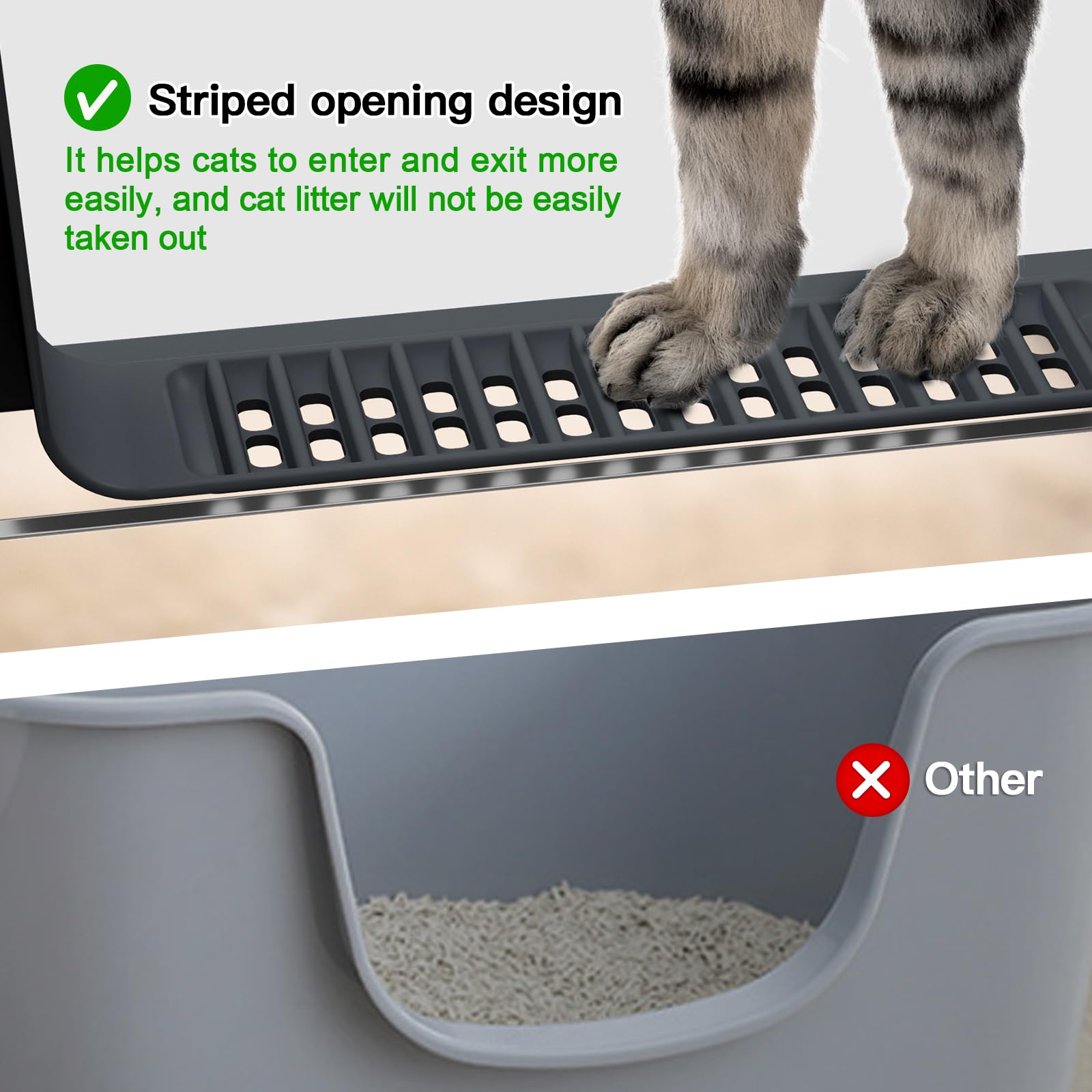 Meowra XXXL easy-clean stainless surface resists stains and odors.