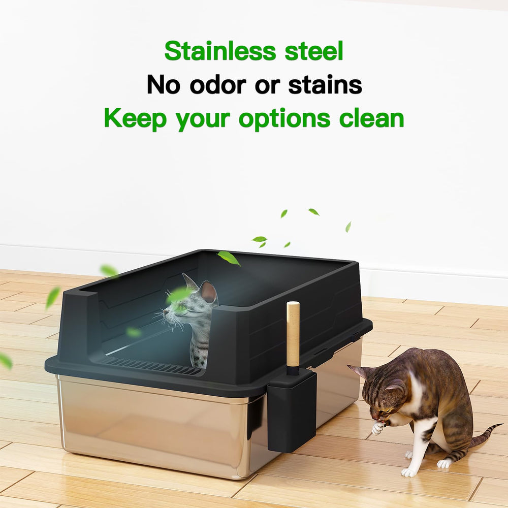 Meowra XXXL high walls protect floors from litter scatter.