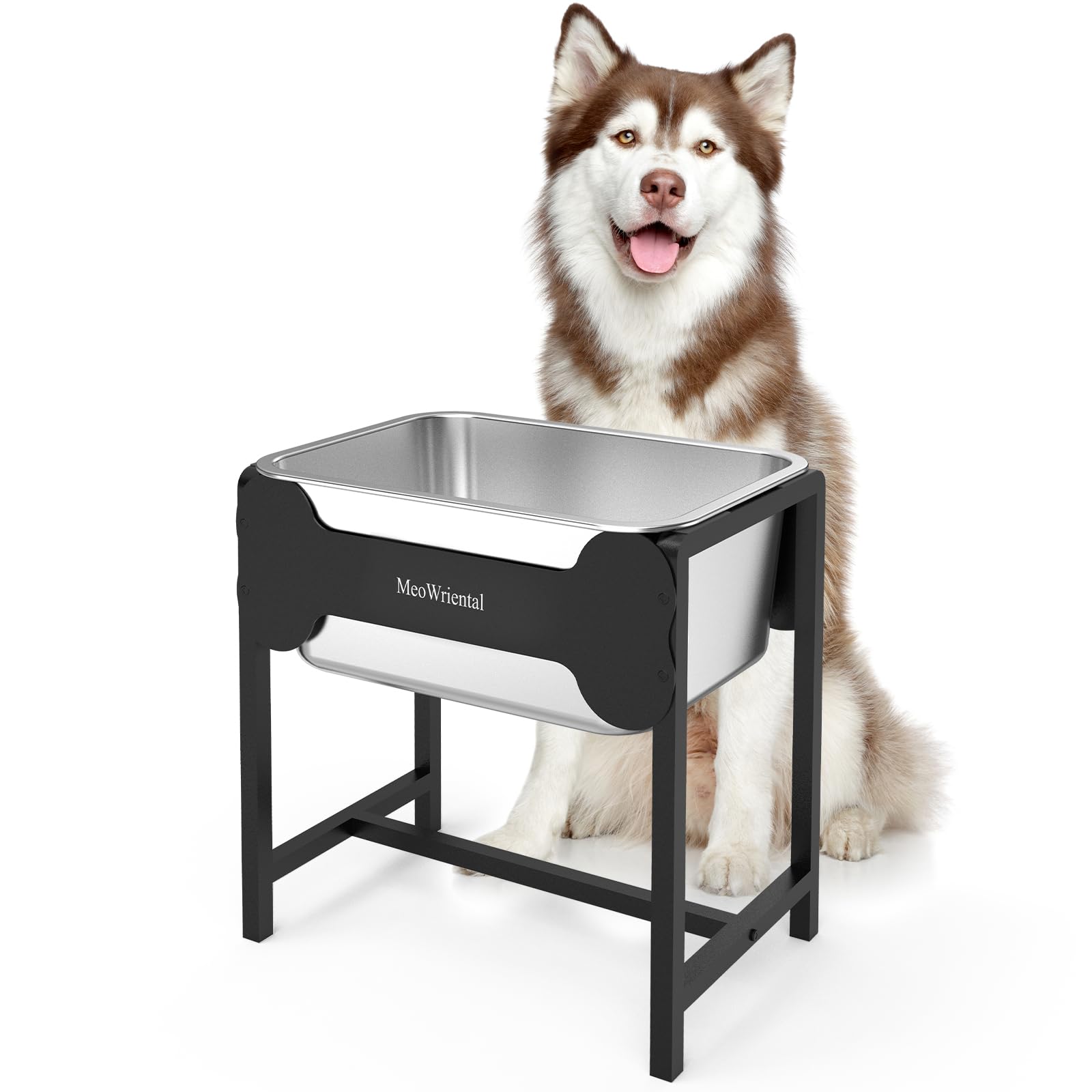 MeoWriental elevated water bowl stand promotes comfortable posture for large dogs