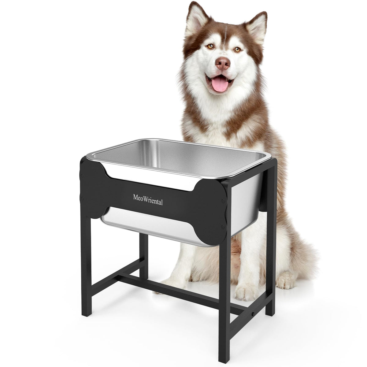 MeoWriental elevated water bowl stand promotes comfortable posture for large dogs