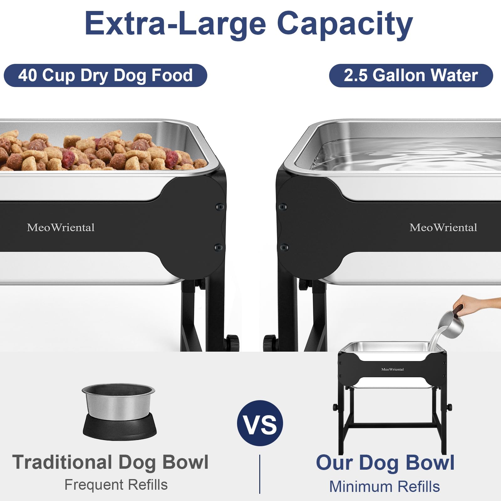 MeoWriental anti-slip base keeps bowls steady to minimize spills.