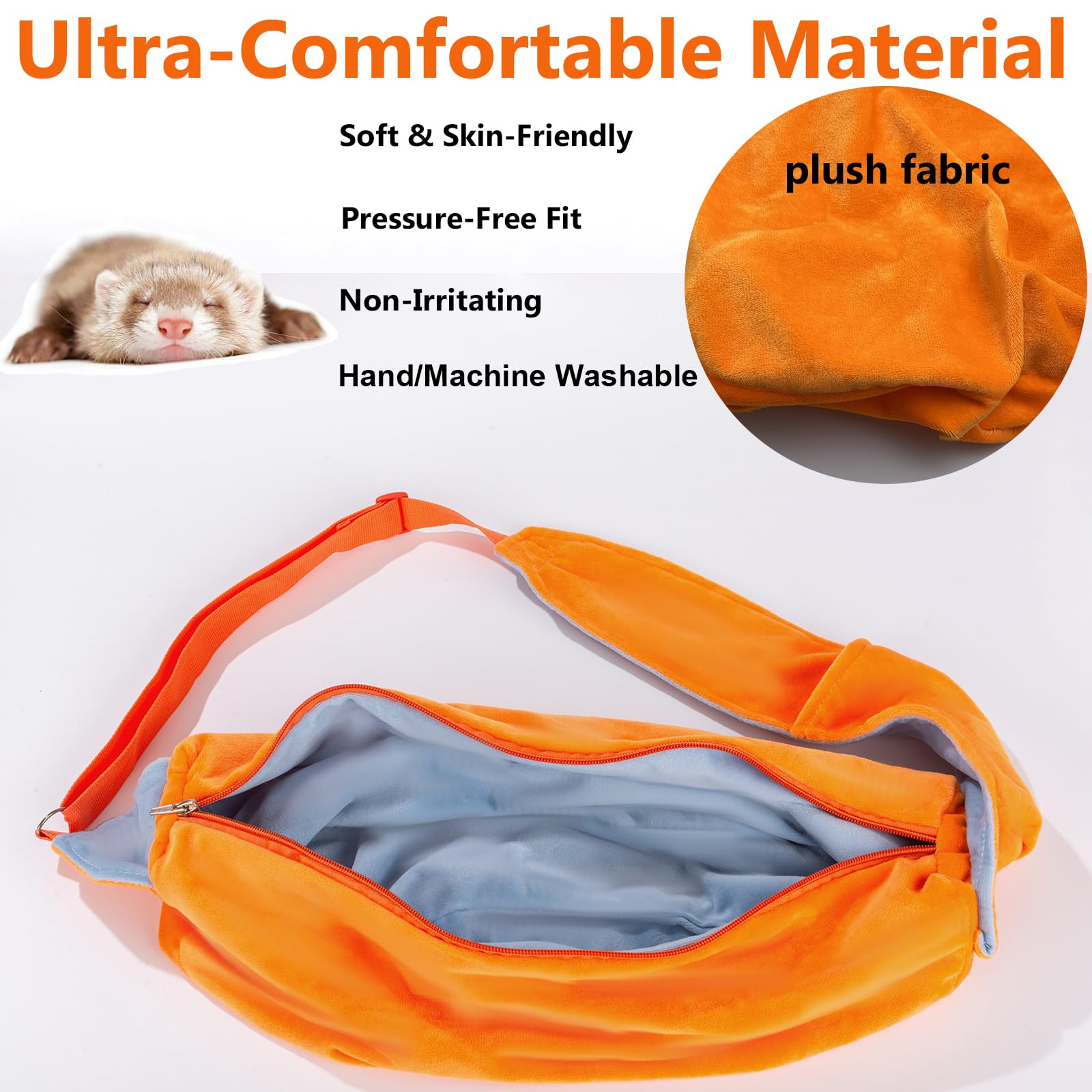 Meow&Woof sling features secure self-locking zipper and inner pockets for essentials.