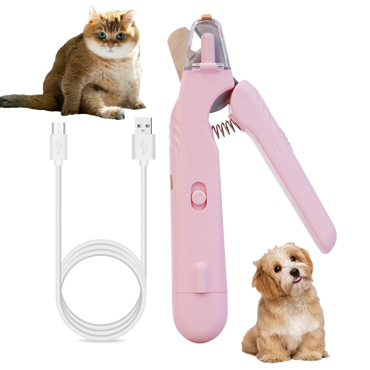 MEPEREZ 2-in-1 cat nail grinder with LED light for precise trimming