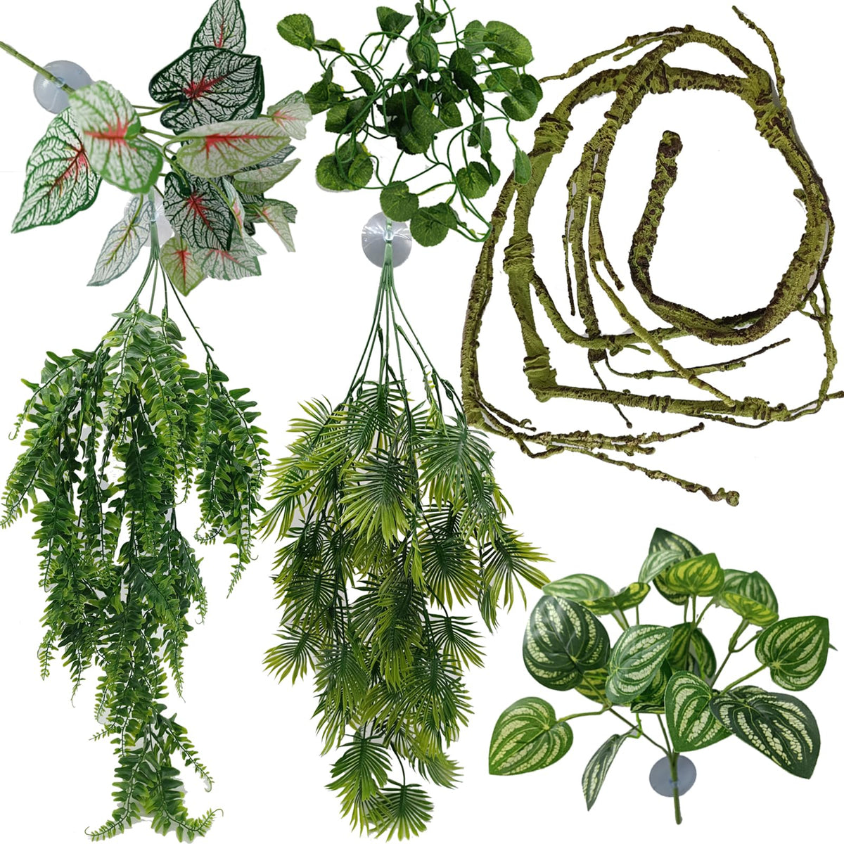 MEPHAN reptile plant branch 47 inch bendable for customized terrarium decor and climbing enrichment