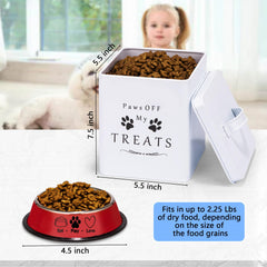 Meraki Home glossy red pet food bowl complements the set.