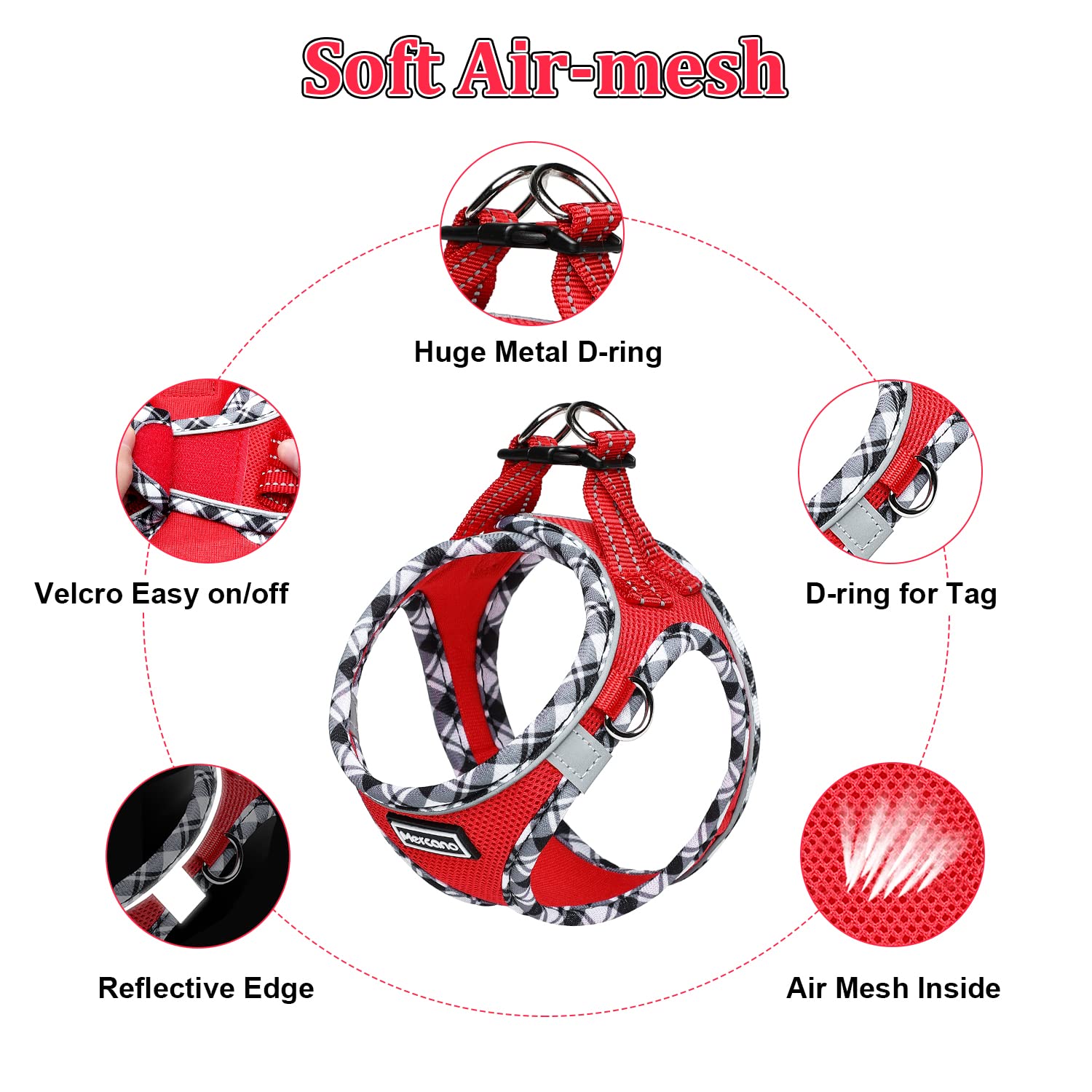 Mercano arnés cierre rápido, fácil de colocar.