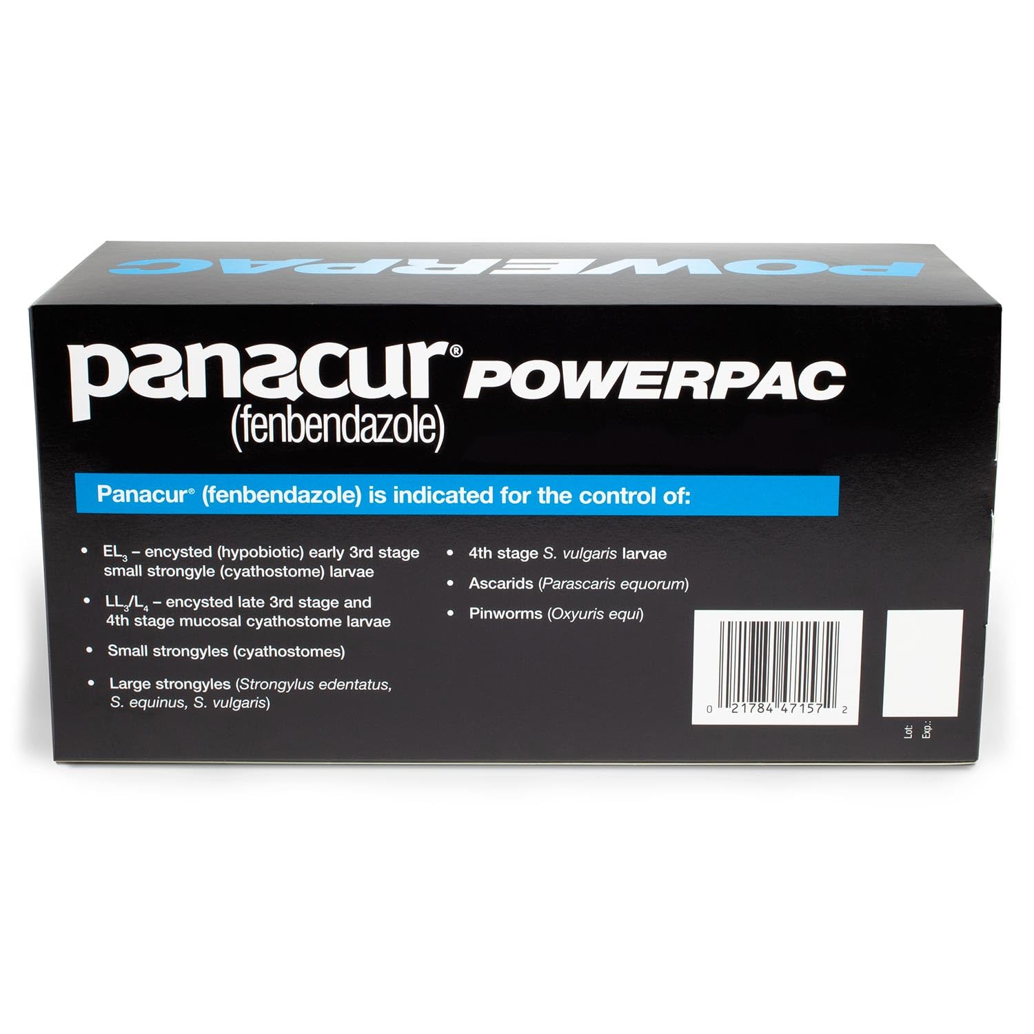MERCK Panacur Powerpac being applied to a horse demonstrates administration.
