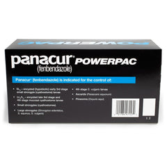 MERCK Panacur Powerpac being applied to a horse demonstrates administration.