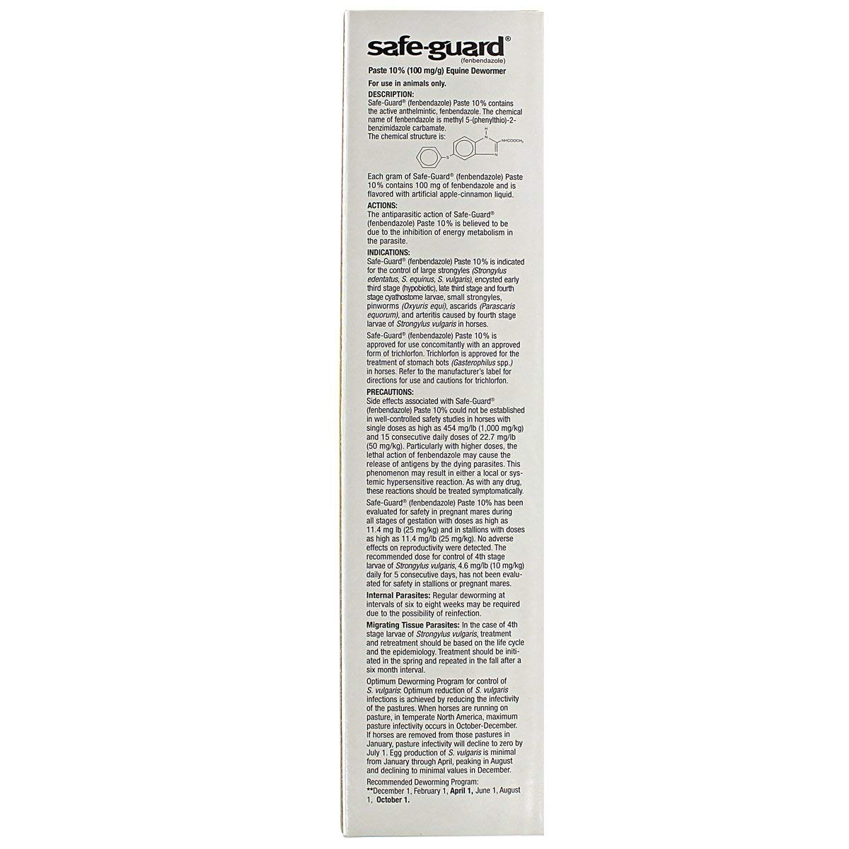 Merck Safe Guard equine paste with apple cinnamon flavor improves palatability and reduces waste.