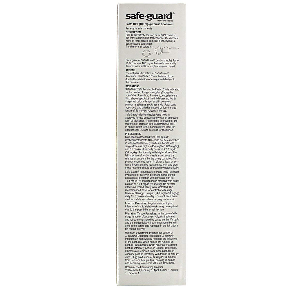 Merck Safe Guard equine paste with apple cinnamon flavor improves palatability and reduces waste.