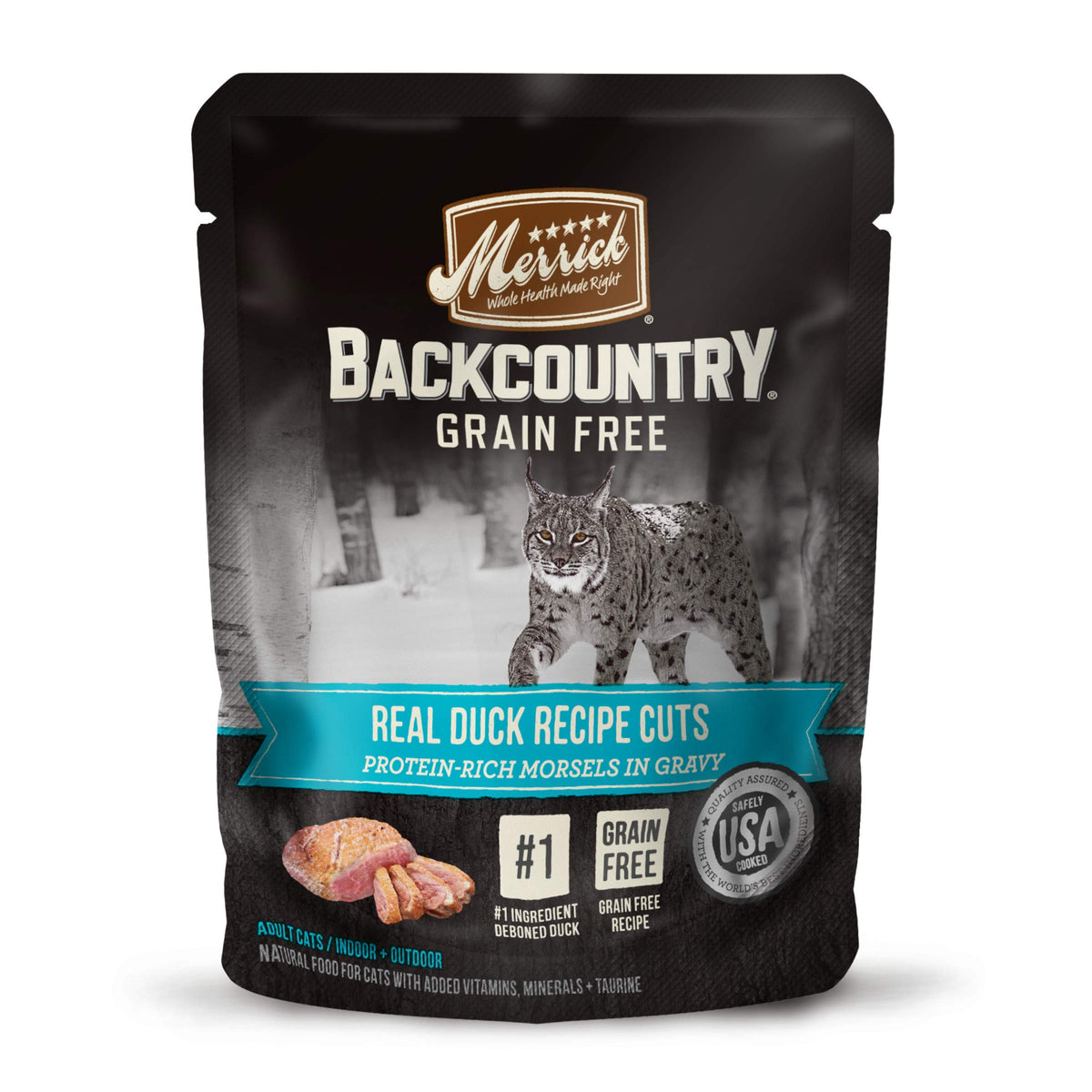 Merrick Backcountry duck cuts bowl shows protein-rich meal option