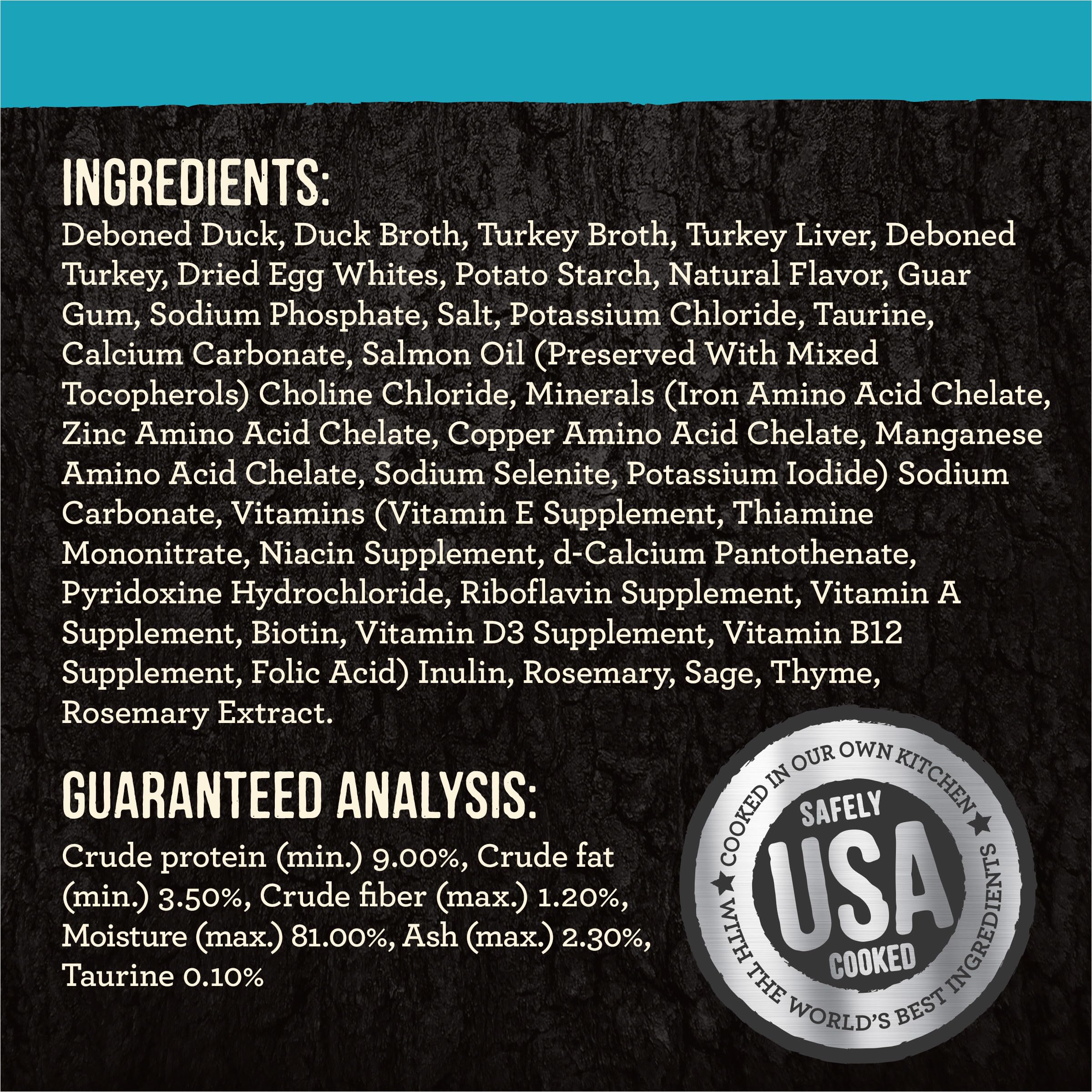 Merrick Backcountry ingredients close-up highlights real deboned duck first ingredient