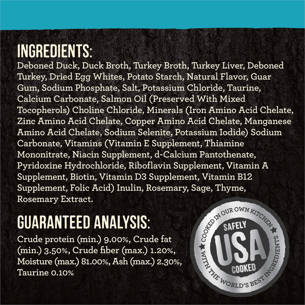 Merrick Backcountry ingredients close-up highlights real deboned duck first ingredient