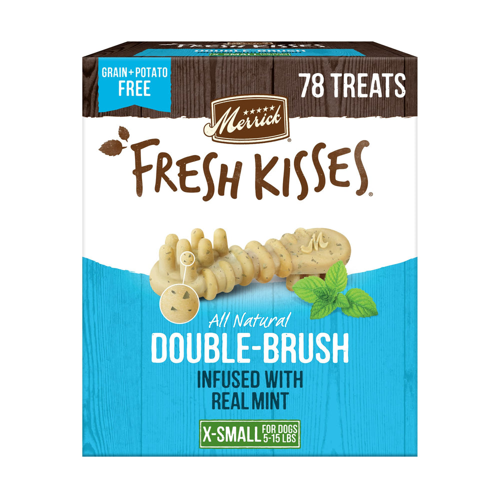 Merrick Fresh Kisses packaging features a 78-count box for tiny dogs.