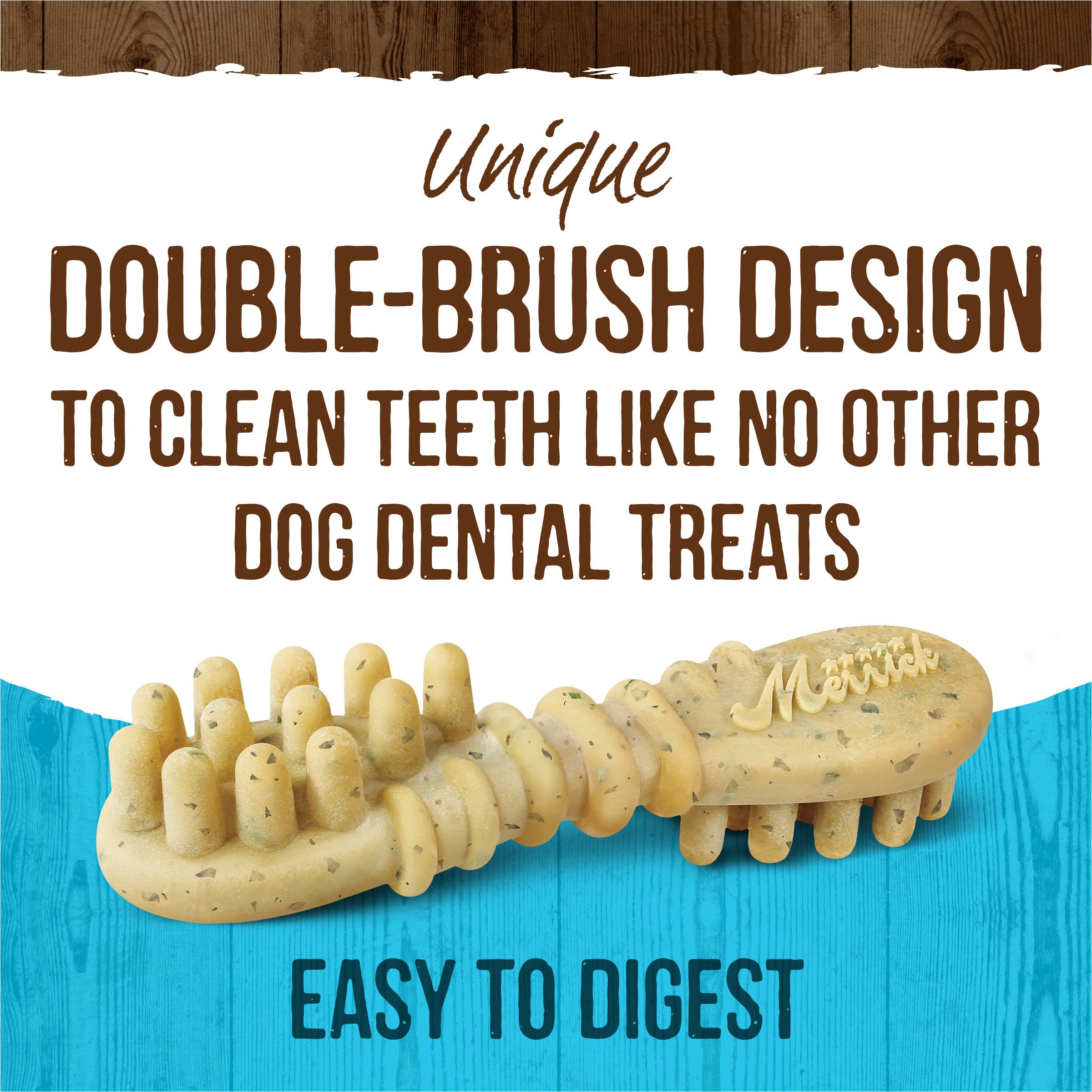 Merrick Fresh Kisses mint-infused dental chews highlight real mint flavor for large breeds