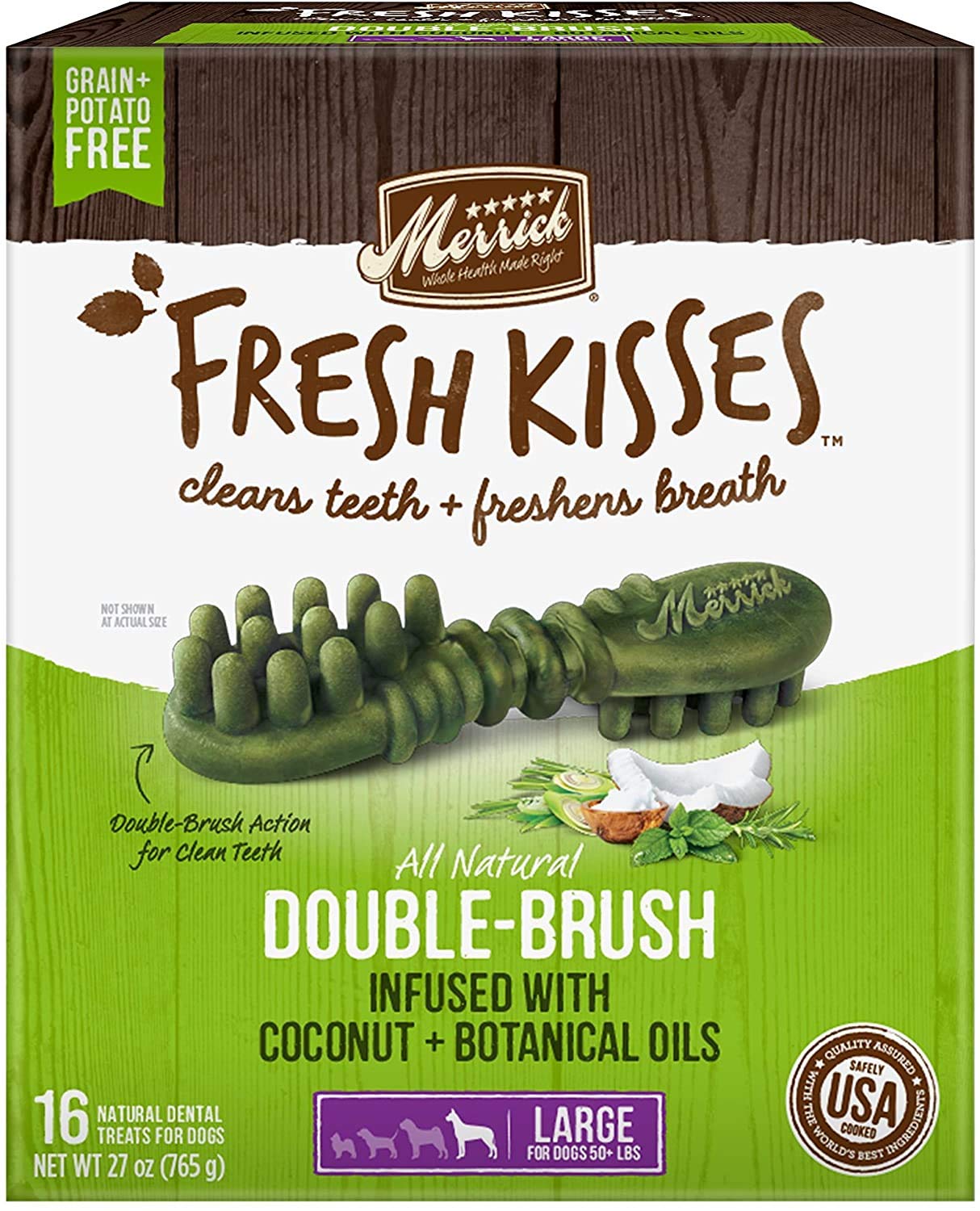Merrick Fresh Kisses double-brush design close-up showing cleaning texture